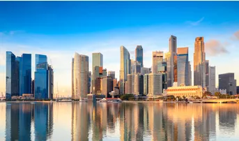 Singapore skyline at Marina Bay during sunrise